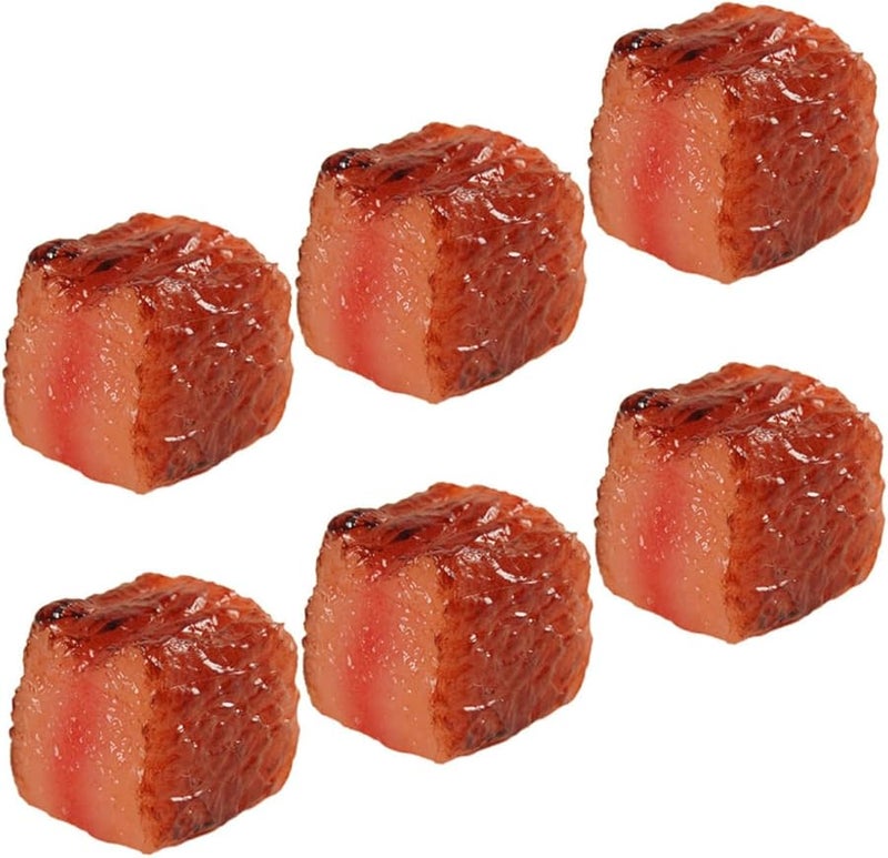 6Pcs Realistic Fake Beef Cube Model Artificial Meat Kitchen Decoration Photography Props - Image 1